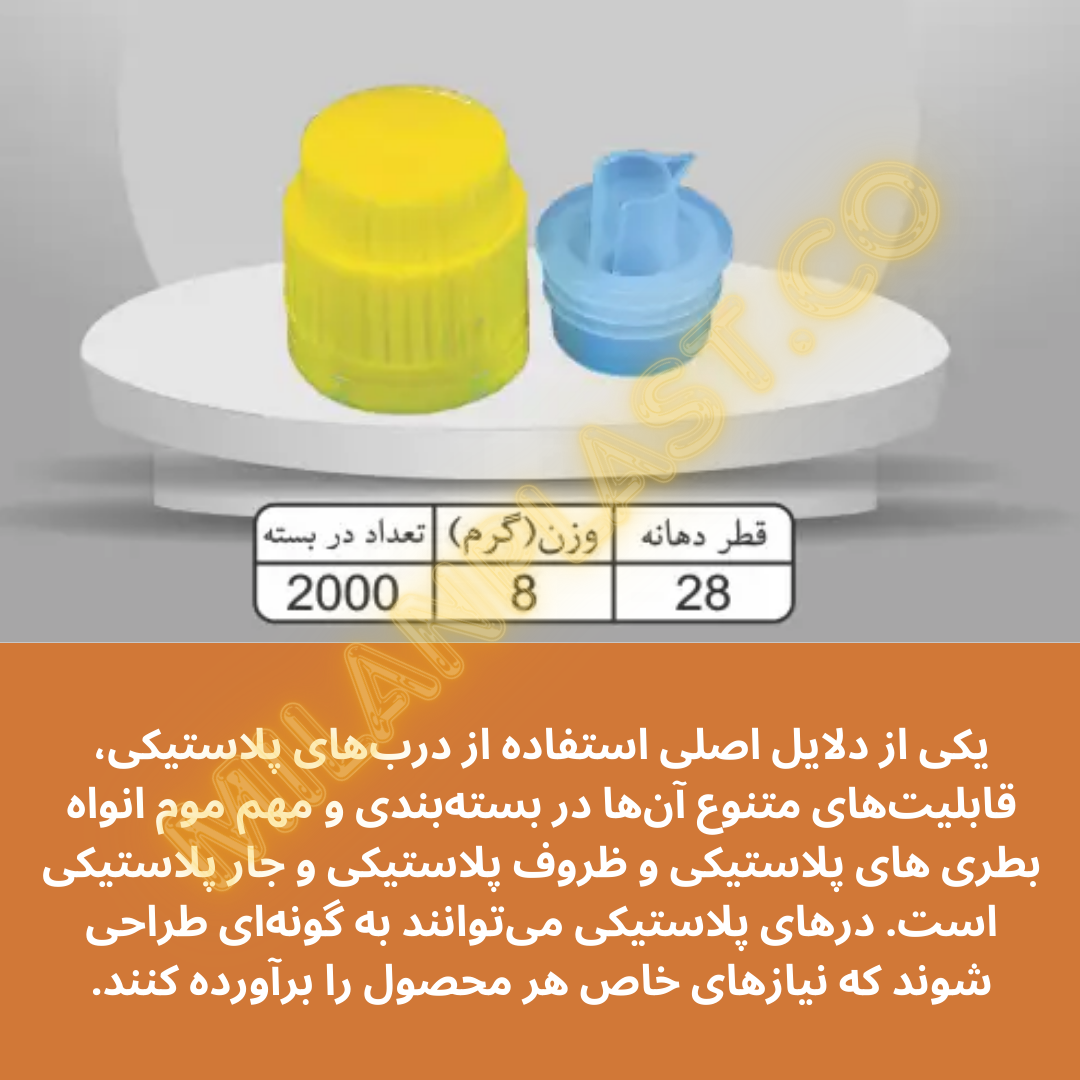 دربهای پلاستیکی با اندازههای مختلف دهانه نیز تنوع بیشتری به بازار بستهبندی اضافه میکنند.